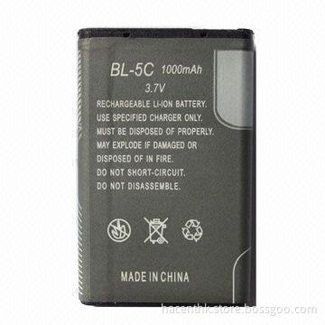 Mobile Phone Battery for Nokia BL-5C, with 3.7V Standard Working Voltage, 48-120-hour Standby Time